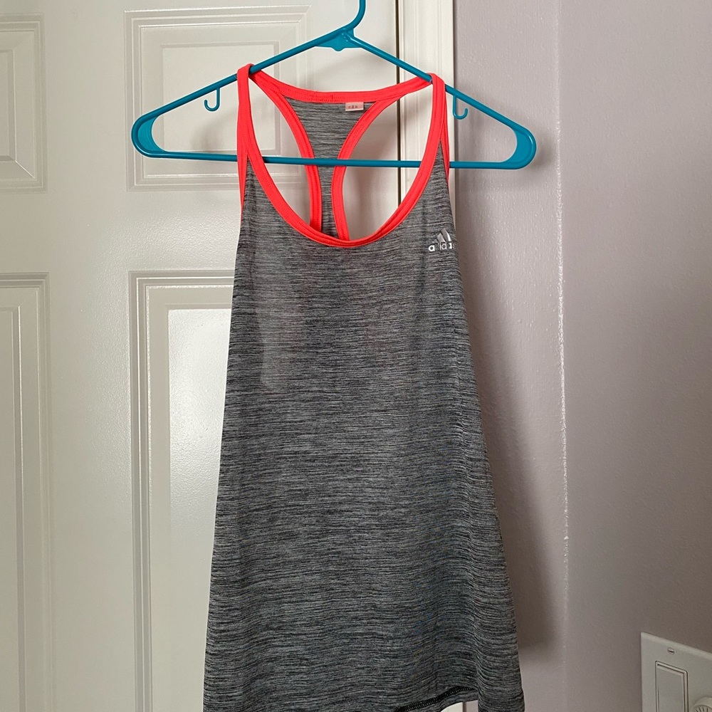 Adidas Women's Gray and Hot Pink Tank Top